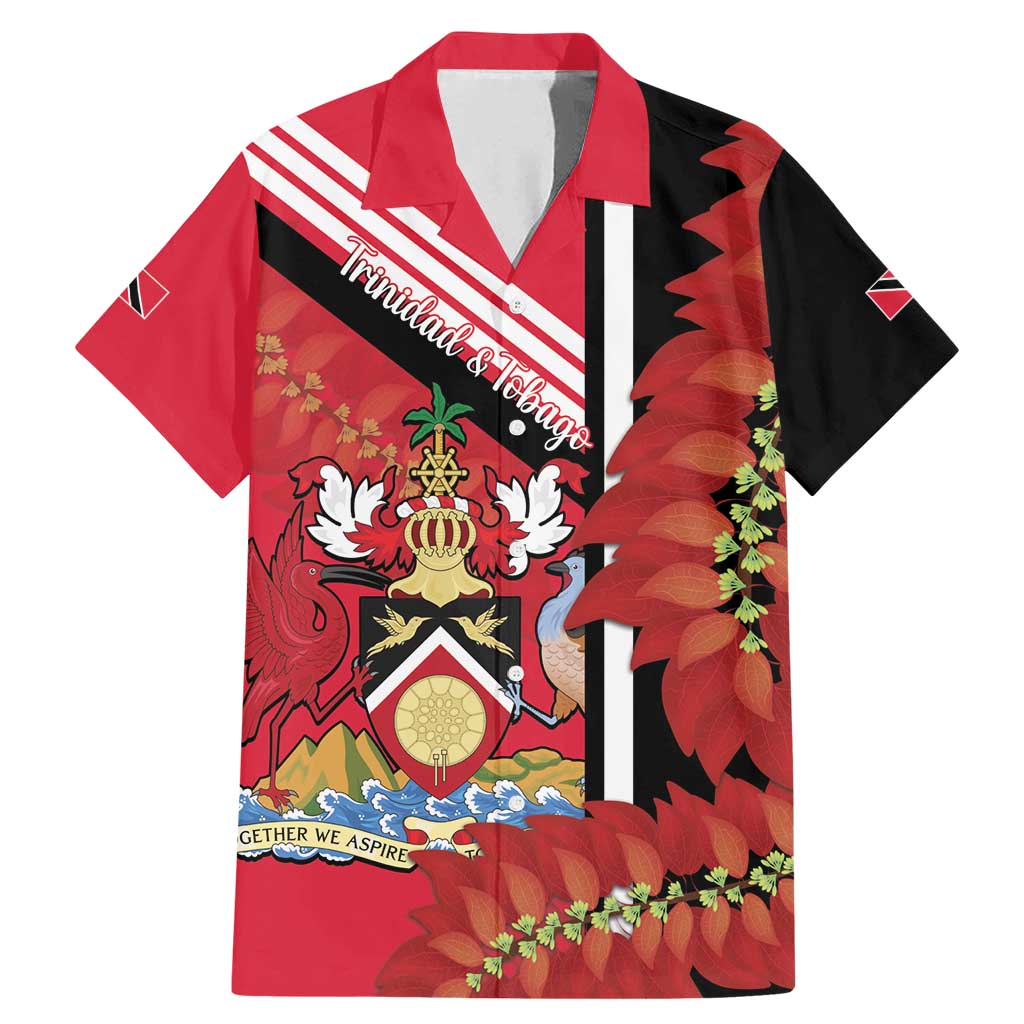 Trinidad and Tobago Family Matching Mermaid Dress and Hawaiian Shirt Coat Of Arms With Chaconia Flower