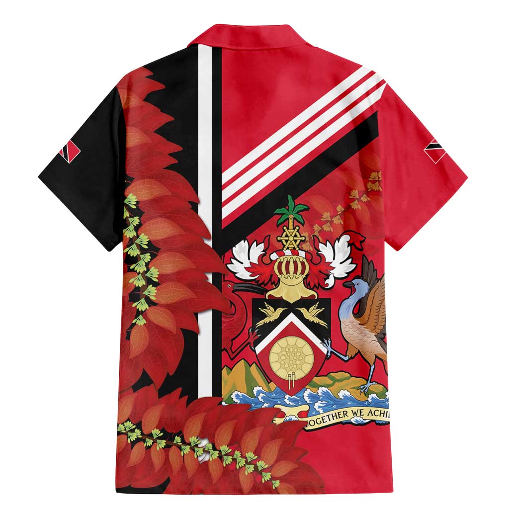 Trinidad and Tobago Family Matching Mermaid Dress and Hawaiian Shirt Coat Of Arms With Chaconia Flower