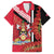 Trinidad and Tobago Family Matching Off The Shoulder Long Sleeve Dress and Hawaiian Shirt Coat Of Arms With Chaconia Flower
