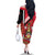 Trinidad and Tobago Family Matching Off The Shoulder Long Sleeve Dress and Hawaiian Shirt Coat Of Arms With Chaconia Flower