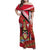 Trinidad and Tobago Family Matching Off Shoulder Maxi Dress and Hawaiian Shirt Coat Of Arms With Chaconia Flower