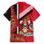Trinidad and Tobago Family Matching Short Sleeve Bodycon Dress and Hawaiian Shirt Coat Of Arms With Chaconia Flower