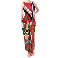 Trinidad and Tobago Family Matching Tank Maxi Dress and Hawaiian Shirt Coat Of Arms With Chaconia Flower
