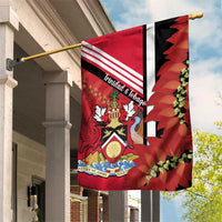 Trinidad and Tobago Garden Flag Coat Of Arms With Chaconia Flower
