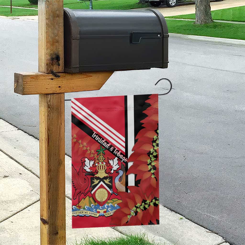 Trinidad and Tobago Garden Flag Coat Of Arms With Chaconia Flower