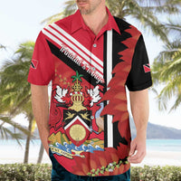 Trinidad and Tobago Hawaiian Shirt Coat Of Arms With Chaconia Flower