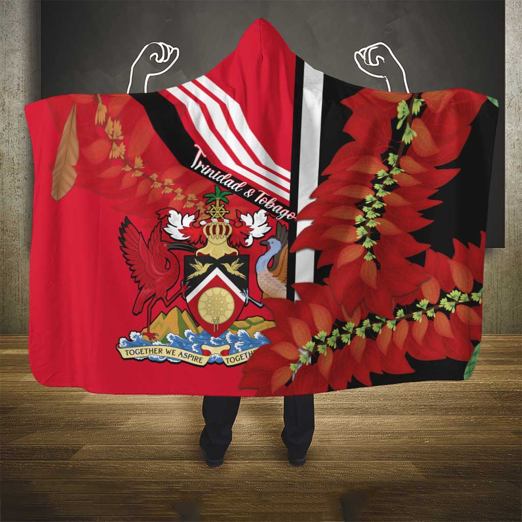 Trinidad and Tobago Hooded Blanket Coat Of Arms With Chaconia Flower