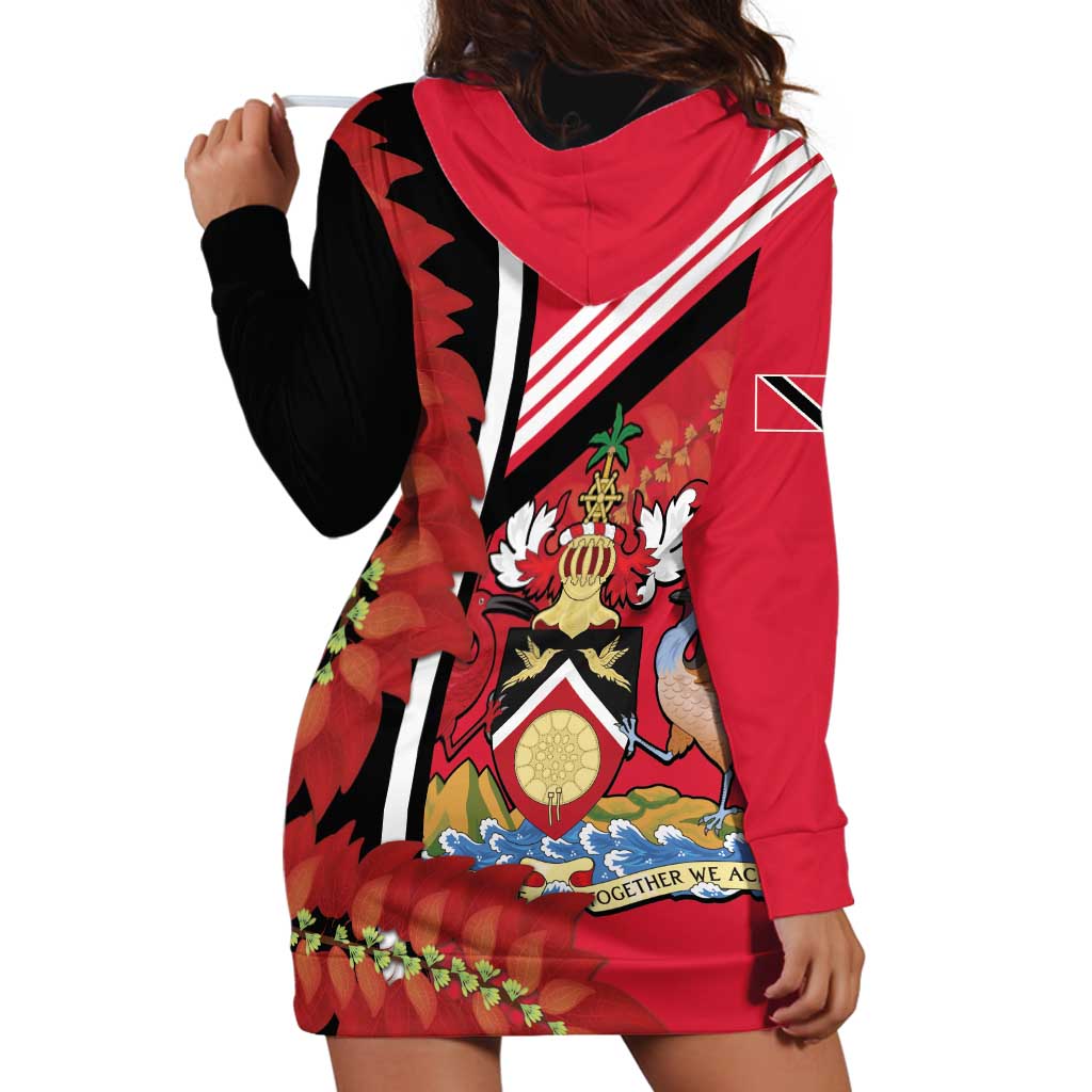 Trinidad and Tobago Hoodie Dress Coat Of Arms With Chaconia Flower
