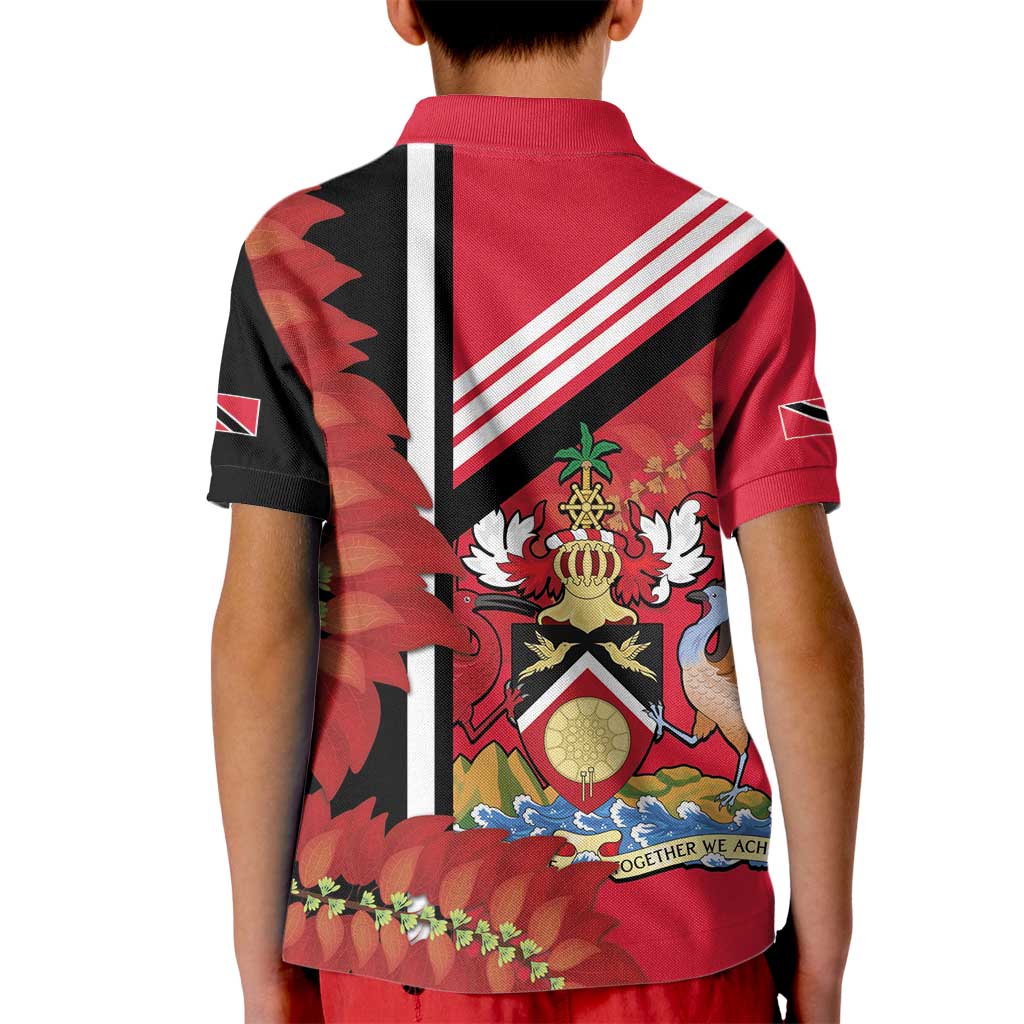 Trinidad and Tobago Kid Polo Shirt Coat Of Arms With Chaconia Flower