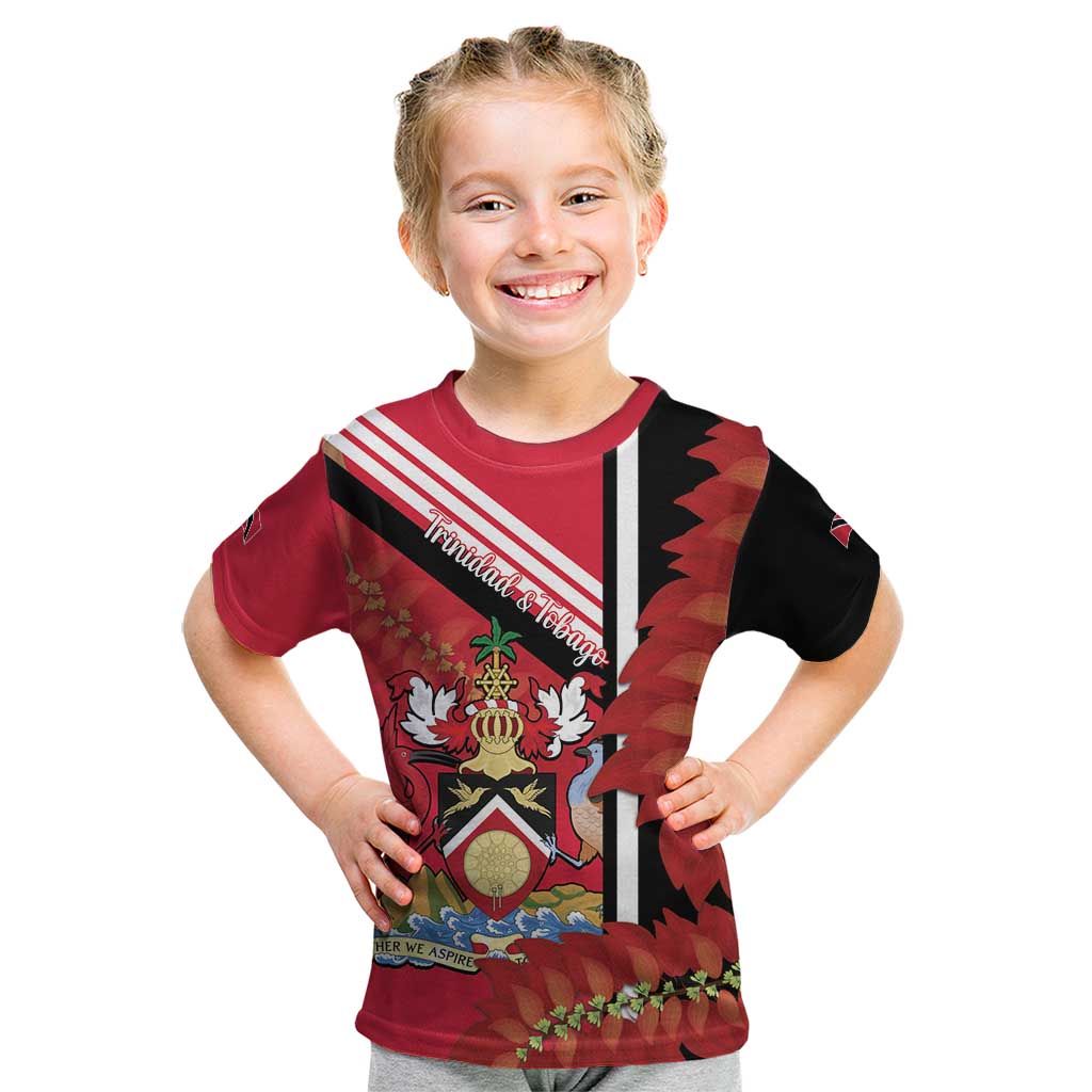 Trinidad and Tobago Kid T Shirt Coat Of Arms With Chaconia Flower
