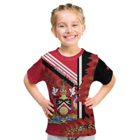 Trinidad and Tobago Kid T Shirt Coat Of Arms With Chaconia Flower