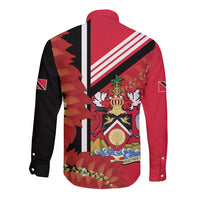 Trinidad and Tobago Long Sleeve Button Shirt Coat Of Arms With Chaconia Flower