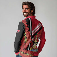 Trinidad and Tobago Long Sleeve Polo Shirt Coat Of Arms With Chaconia Flower