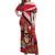 Trinidad and Tobago Off Shoulder Maxi Dress Coat Of Arms With Chaconia Flower