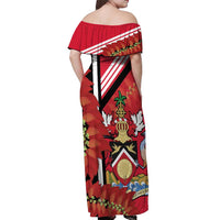 Trinidad and Tobago Off Shoulder Maxi Dress Coat Of Arms With Chaconia Flower