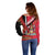Trinidad and Tobago Off Shoulder Sweater Coat Of Arms With Chaconia Flower