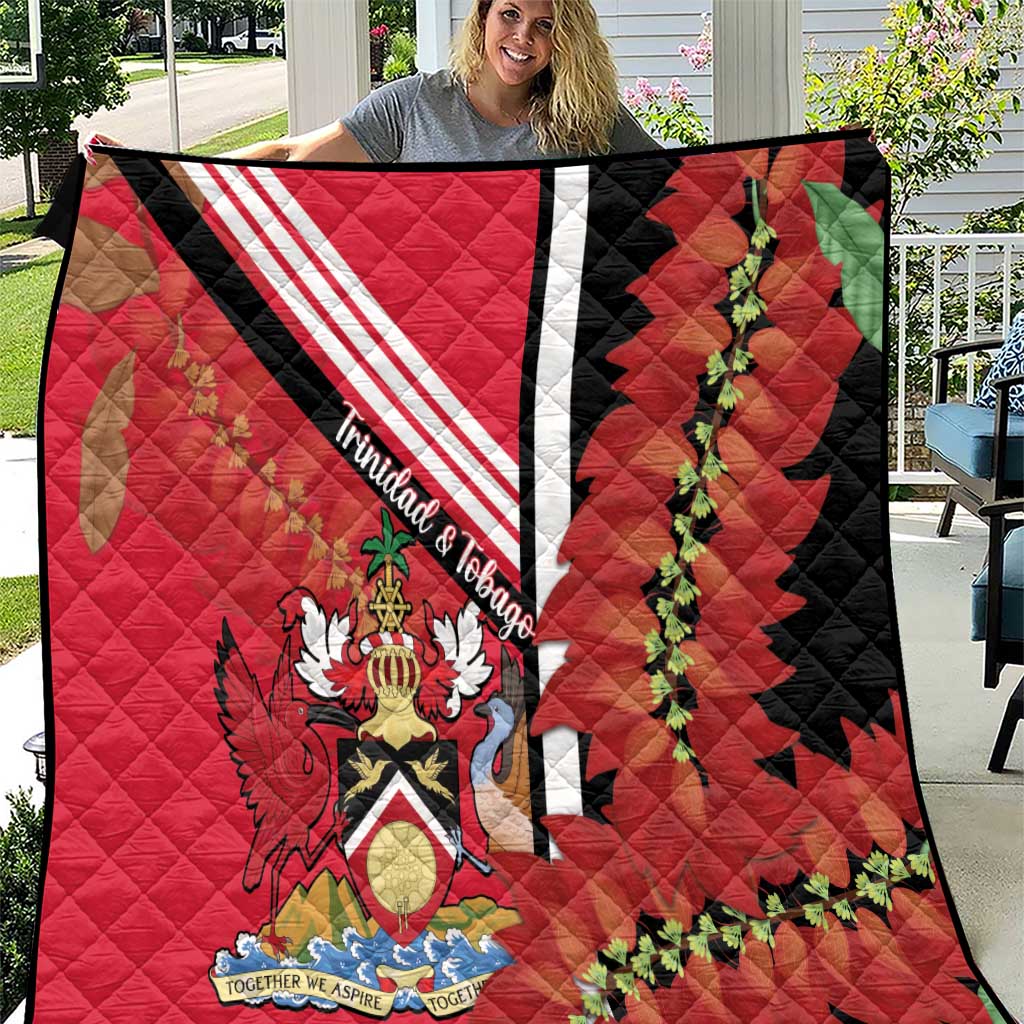 Trinidad and Tobago Quilt Coat Of Arms With Chaconia Flower