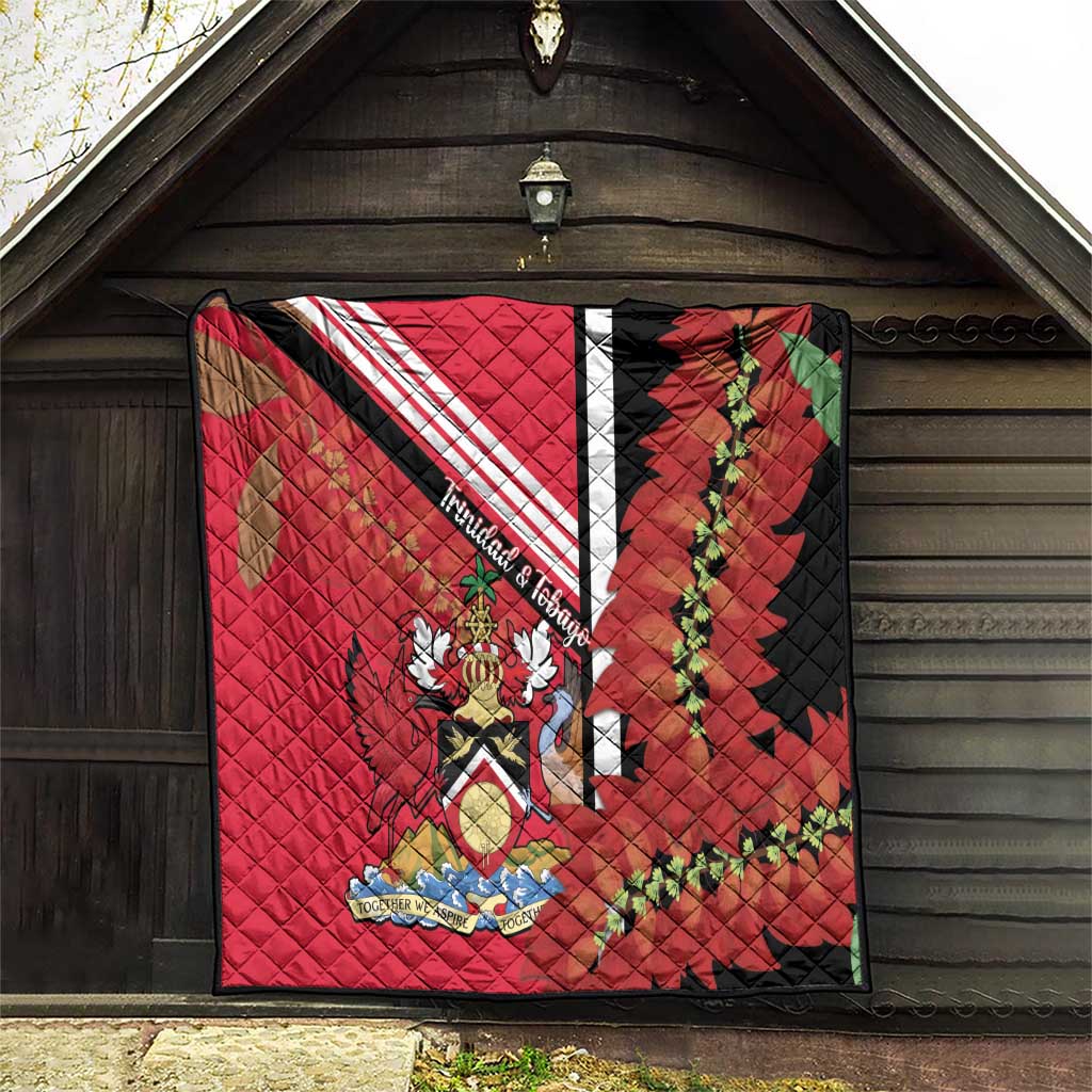 Trinidad and Tobago Quilt Coat Of Arms With Chaconia Flower