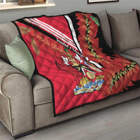 Trinidad and Tobago Quilt Coat Of Arms With Chaconia Flower