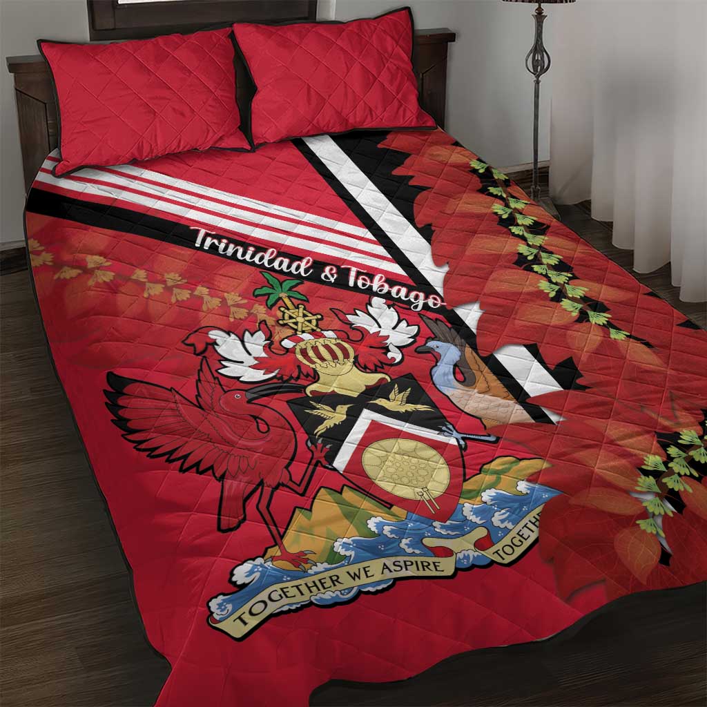 Trinidad and Tobago Quilt Bed Set Coat Of Arms With Chaconia Flower