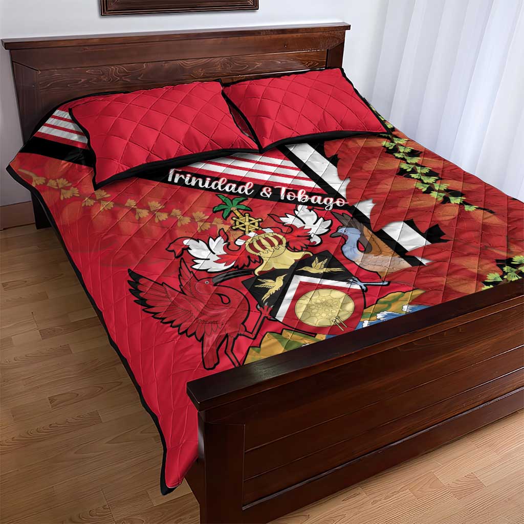 Trinidad and Tobago Quilt Bed Set Coat Of Arms With Chaconia Flower