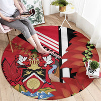 Trinidad and Tobago Round Carpet Coat Of Arms With Chaconia Flower