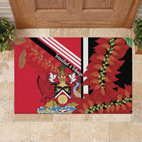 Trinidad and Tobago Rubber Doormat Coat Of Arms With Chaconia Flower