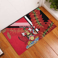 Trinidad and Tobago Rubber Doormat Coat Of Arms With Chaconia Flower