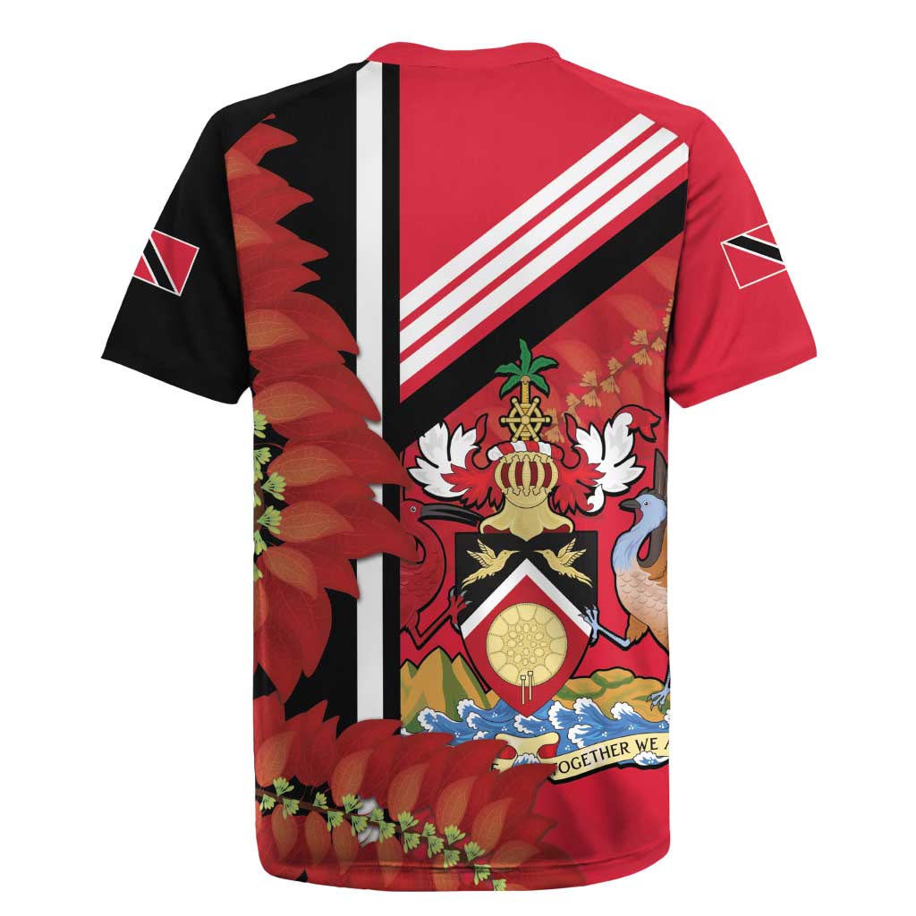Trinidad and Tobago Rugby Jersey Coat Of Arms With Chaconia Flower