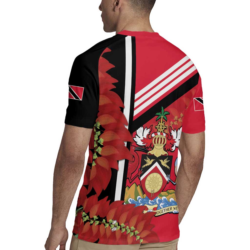Trinidad and Tobago Rugby Jersey Coat Of Arms With Chaconia Flower