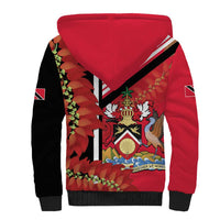 Trinidad and Tobago Sherpa Hoodie Coat Of Arms With Chaconia Flower