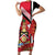 Trinidad and Tobago Short Sleeve Bodycon Dress Coat Of Arms With Chaconia Flower