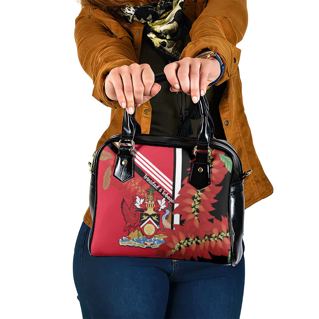 Trinidad and Tobago Shoulder Handbag Coat Of Arms With Chaconia Flower