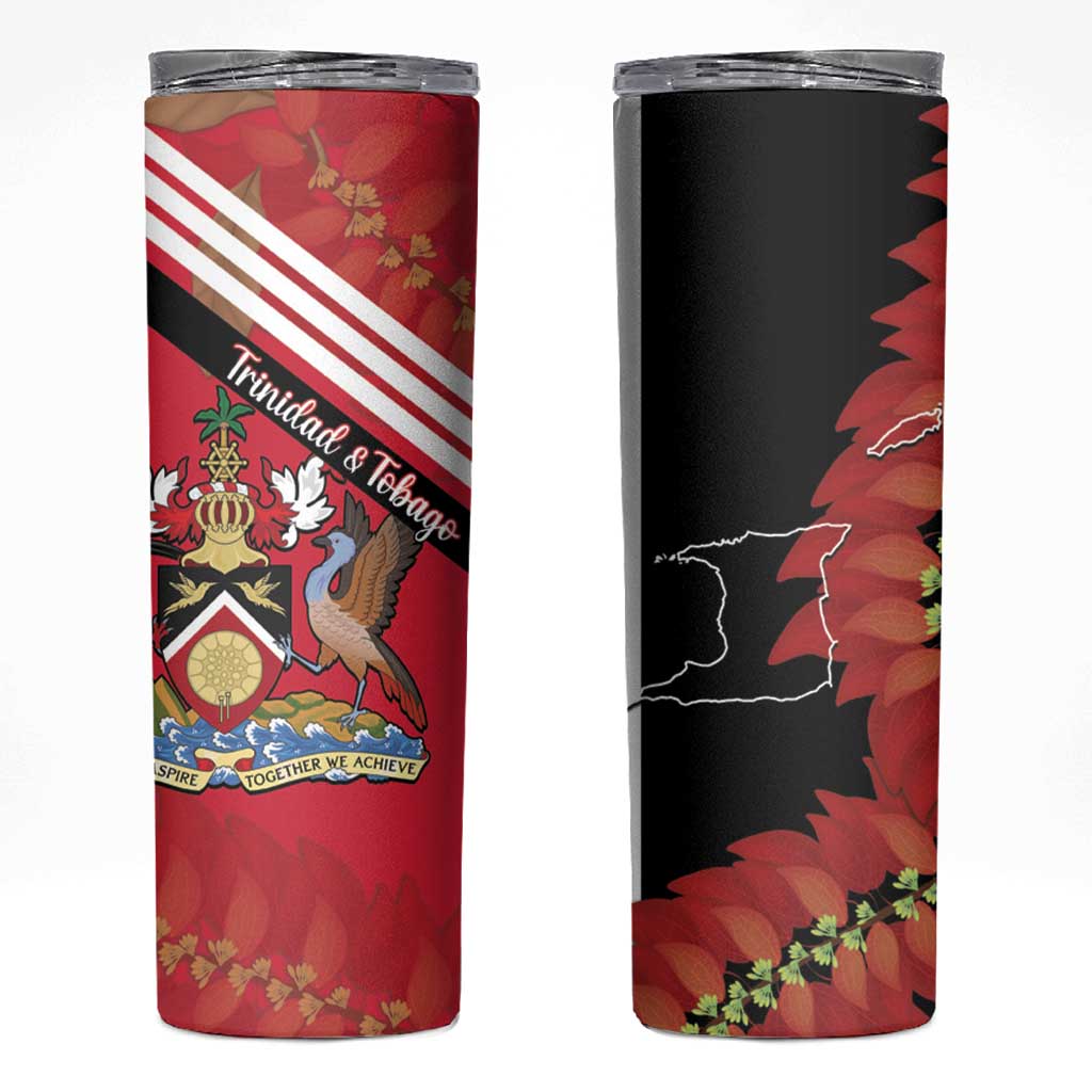 Trinidad and Tobago Skinny Tumbler Coat Of Arms With Chaconia Flower