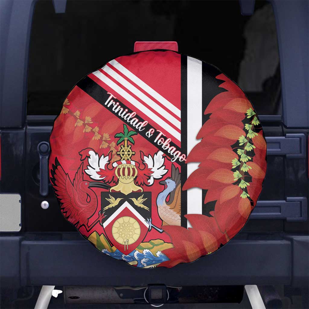 Trinidad and Tobago Spare Tire Cover Coat Of Arms With Chaconia Flower