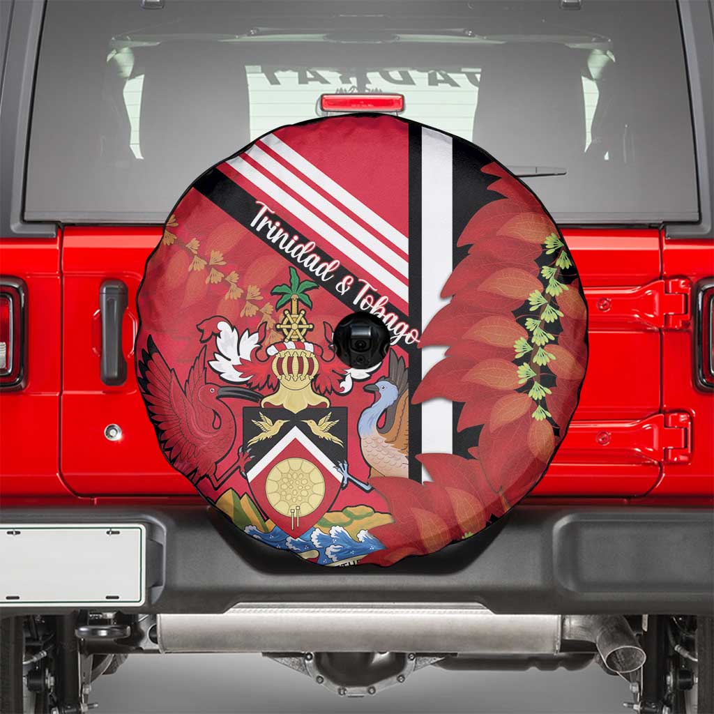 Trinidad and Tobago Spare Tire Cover Coat Of Arms With Chaconia Flower
