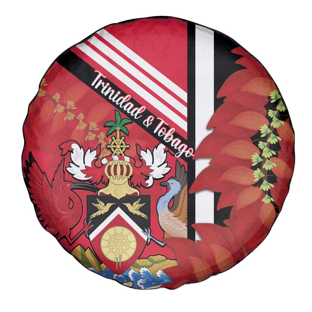 Trinidad and Tobago Spare Tire Cover Coat Of Arms With Chaconia Flower
