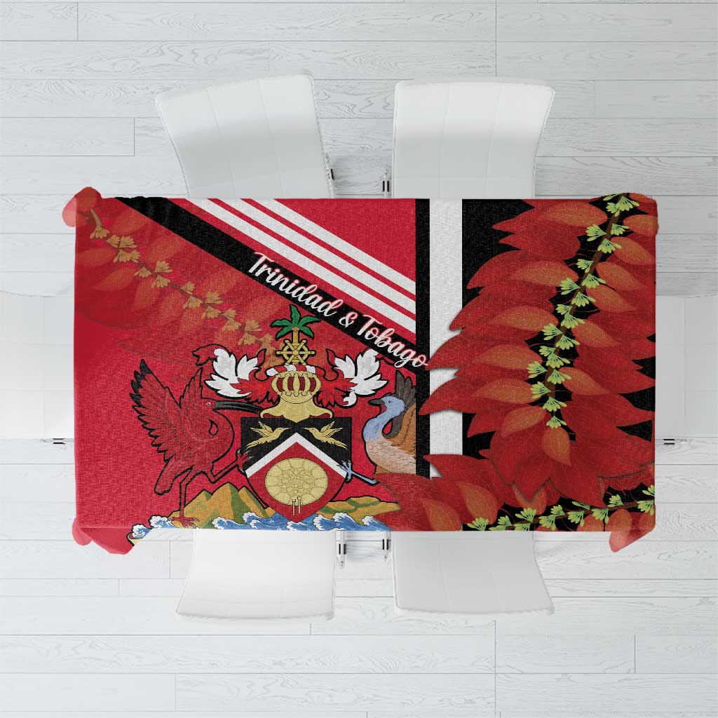 Trinidad and Tobago Tablecloth Coat Of Arms With Chaconia Flower