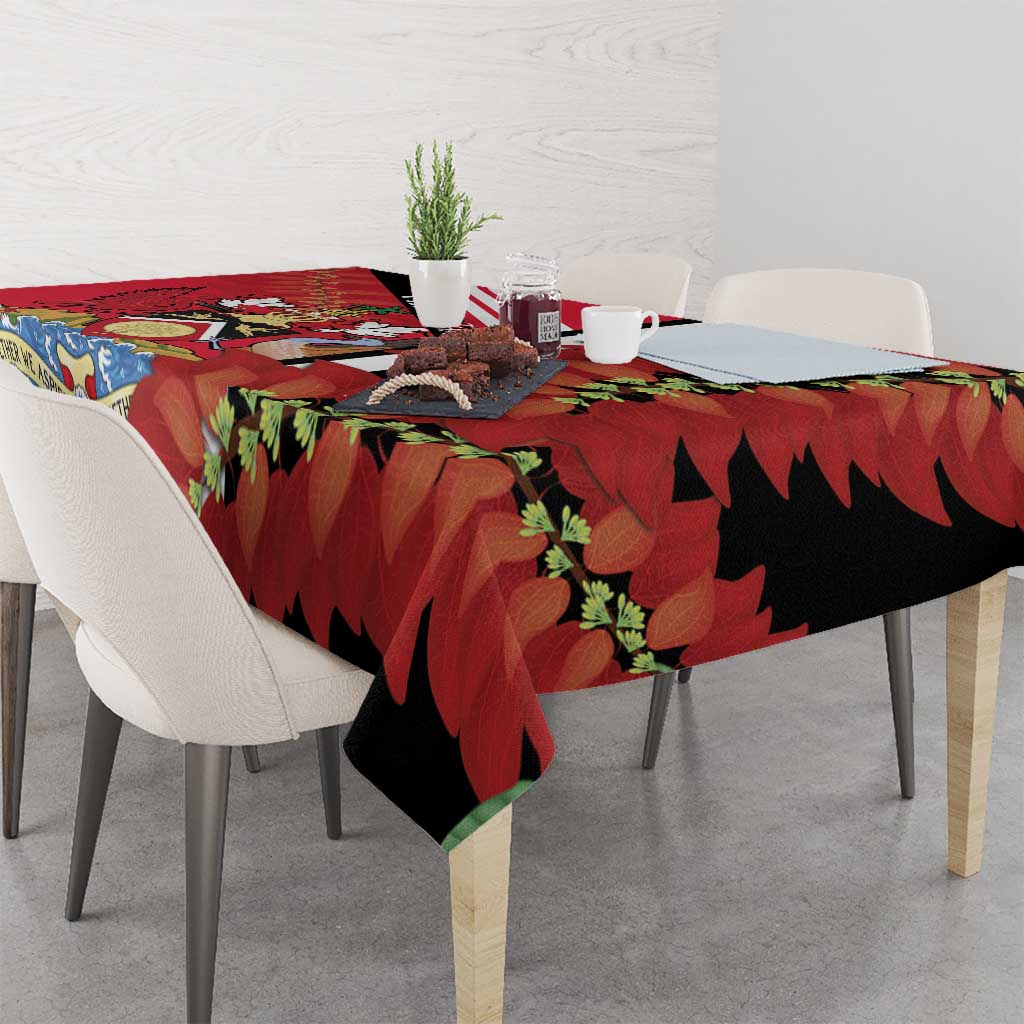 Trinidad and Tobago Tablecloth Coat Of Arms With Chaconia Flower