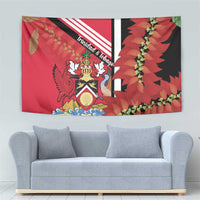 Trinidad and Tobago Tapestry Coat Of Arms With Chaconia Flower
