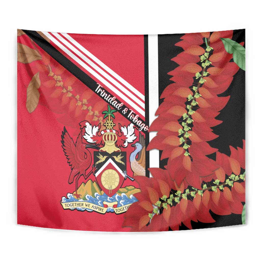 Trinidad and Tobago Tapestry Coat Of Arms With Chaconia Flower