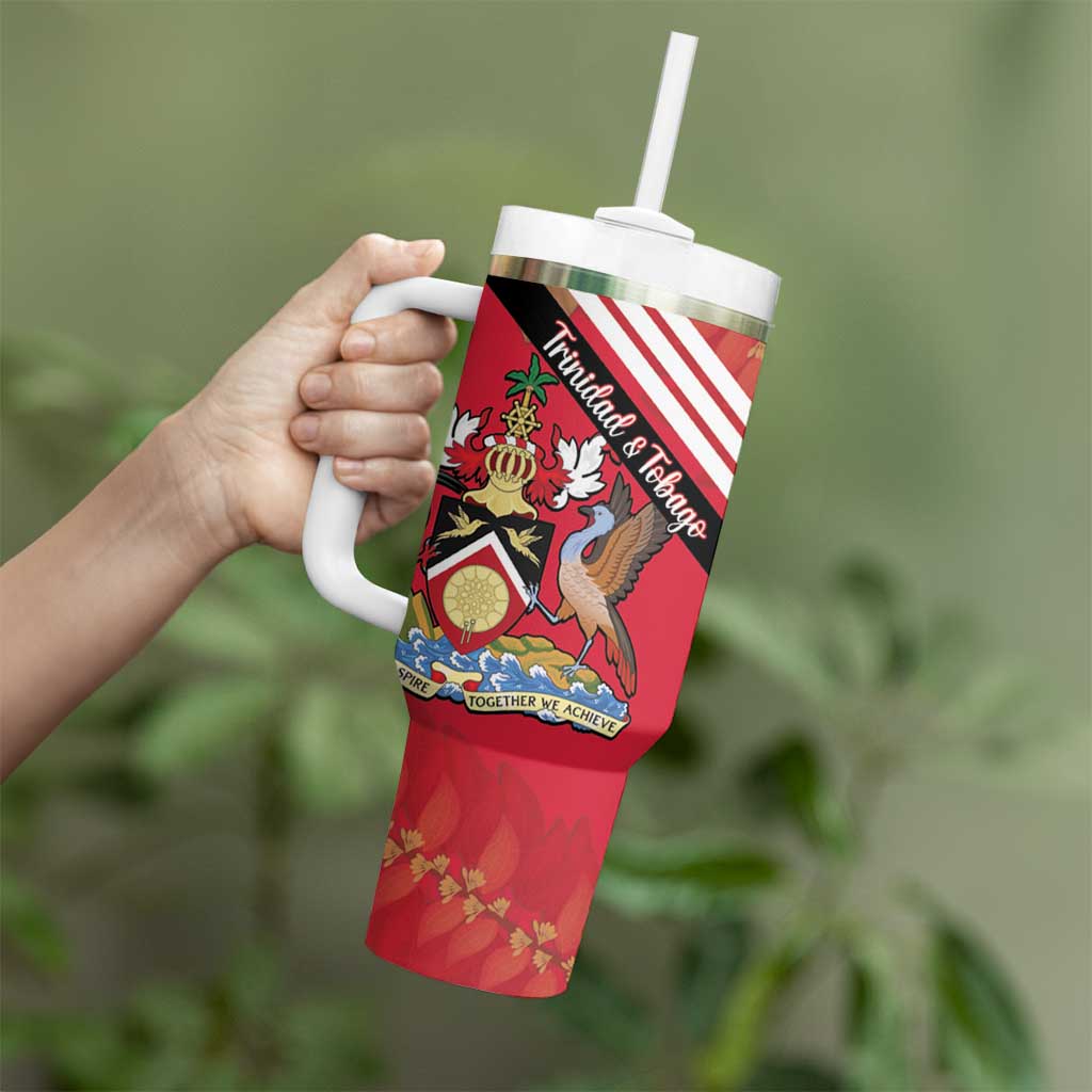 Trinidad and Tobago Tumbler With Handle Coat Of Arms With Chaconia Flower