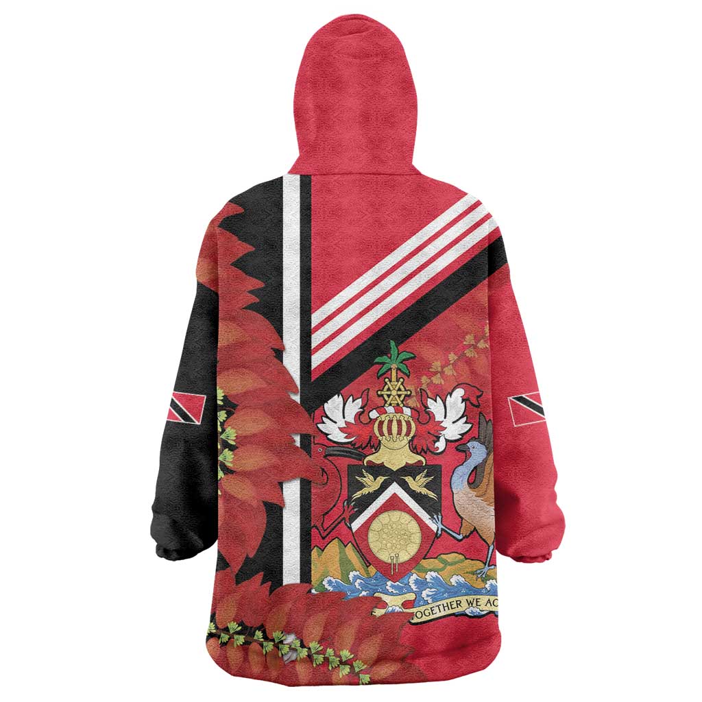 Trinidad and Tobago Wearable Blanket Hoodie Coat Of Arms With Chaconia Flower