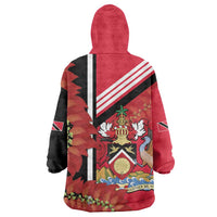 Trinidad and Tobago Wearable Blanket Hoodie Coat Of Arms With Chaconia Flower