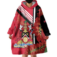 Trinidad and Tobago Wearable Blanket Hoodie Coat Of Arms With Chaconia Flower