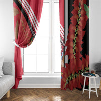 Trinidad and Tobago Window Curtain Coat Of Arms With Chaconia Flower