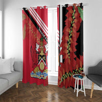 Trinidad and Tobago Window Curtain Coat Of Arms With Chaconia Flower