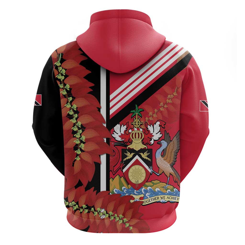 Trinidad and Tobago Zip Hoodie Coat Of Arms With Chaconia Flower