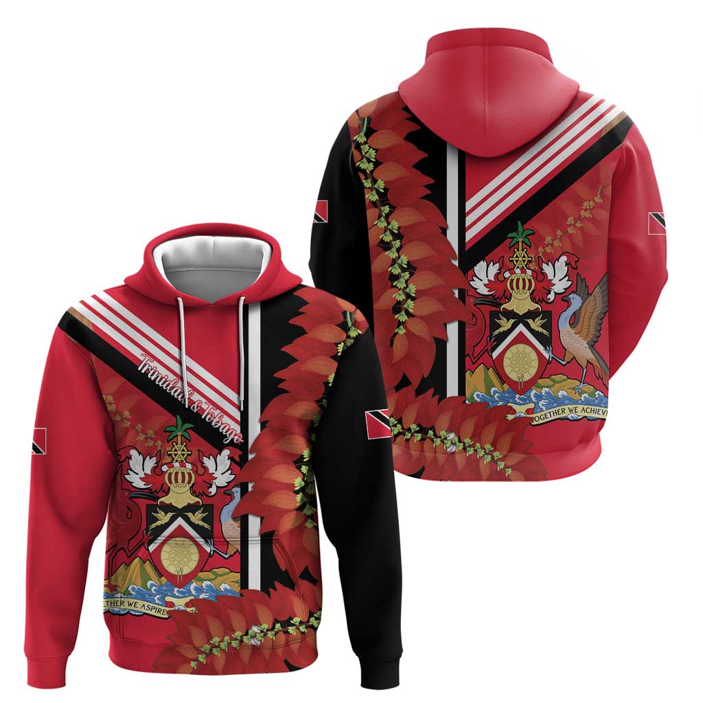 Trinidad and Tobago Zip Hoodie Coat Of Arms With Chaconia Flower