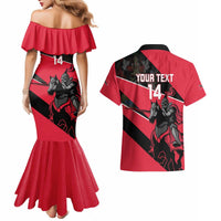 Custom Trinidad and Tobago Cricket Couples Matching Mermaid Dress and Hawaiian Shirt Come On Trinbago Knight Riders